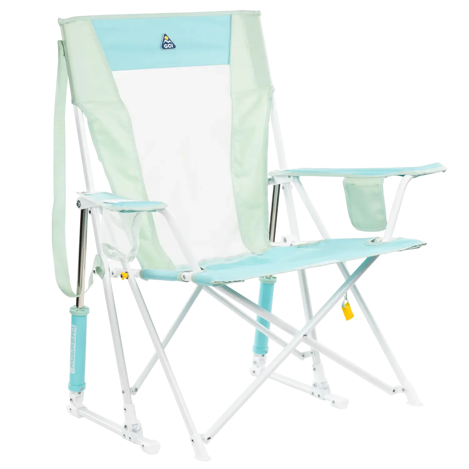 Luxury Camp Comfort Pro Rocker - Choice 375 - Patented Spring-Action Rocking Chair for Camping - Pastel Green
