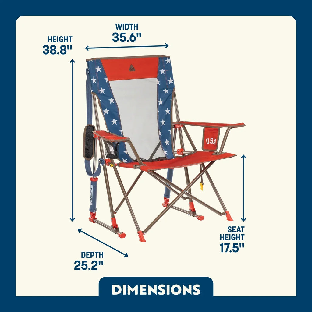 Premium All-Weather Comfort Pro Rocker - USA Anniversary Deluxe - Choice 424 - RoadTrip Rocker Smooth Motion Camp Chair Detail