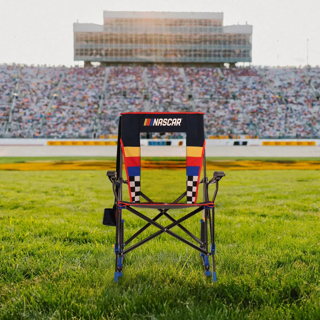 Smooth Motion RoadTrip Rocker - NASCAR For Him - Choice 453 - Patented Spring-Action Rocking Chair for Camping Detail