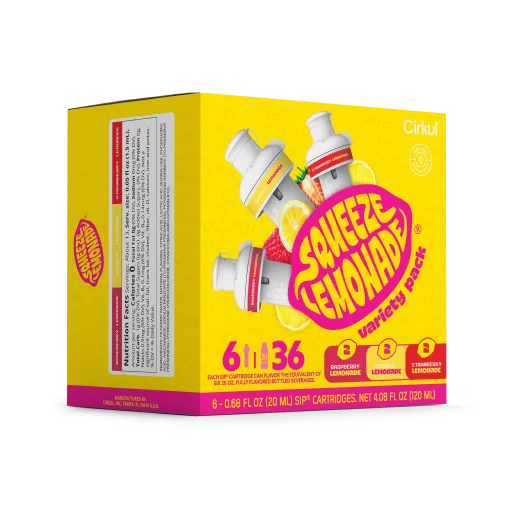 Natural Fruit Flavored Squeeze Lemonade 6-Pack Variety Pack 3TLS - Sugar-Free Fruit Flavor Cartridge Refill Detail