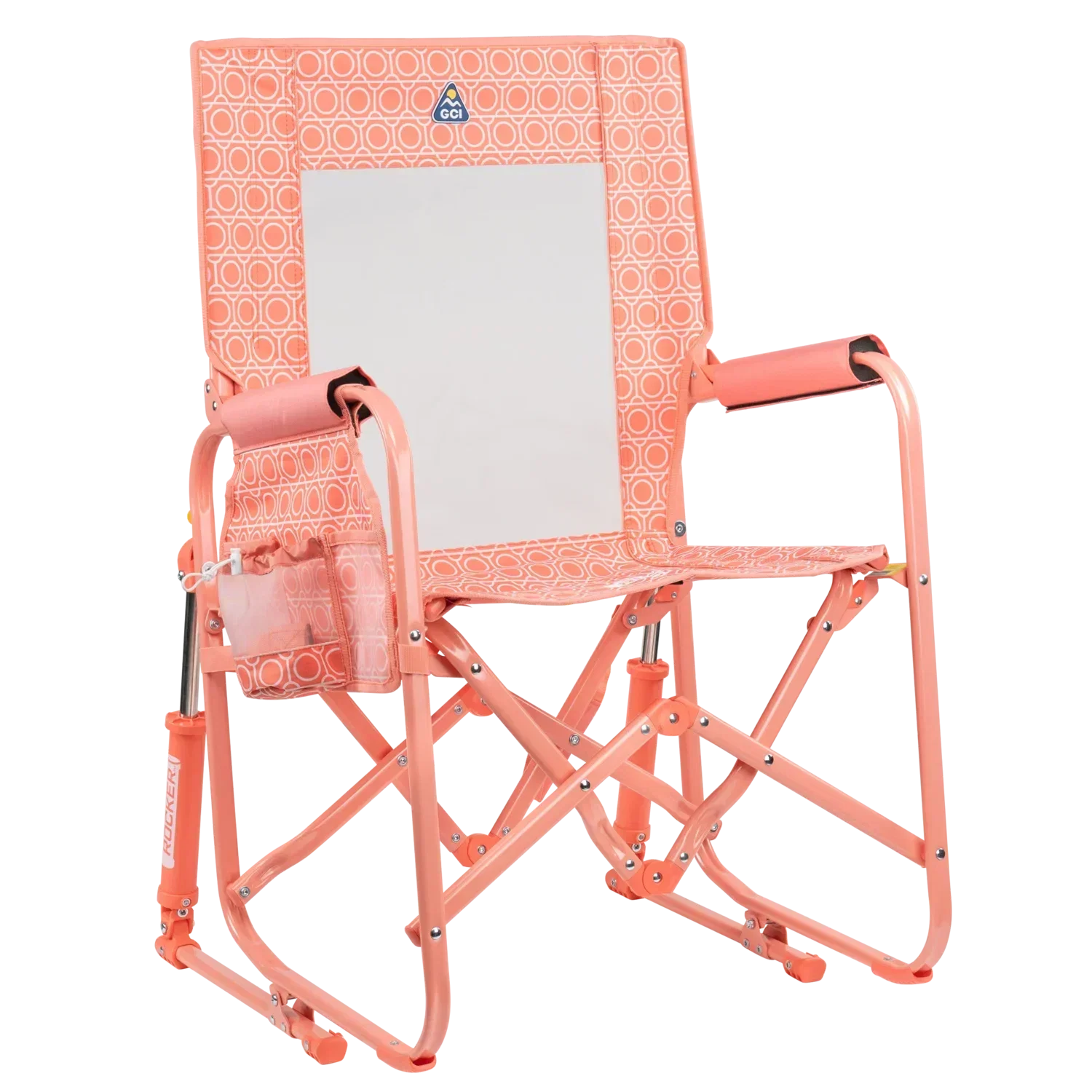 Smooth Motion Stowaway Rocker - Choice 794 - Freestyle Rocker Portable Outdoor Folding Chair - Coral Mosaic