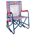 Patented Spring-Action Stowaway Rocker with Storage Pouch - Choice 573 - RoadTrip Rocker Smooth Motion Camp Chair - Patriotic Plaid