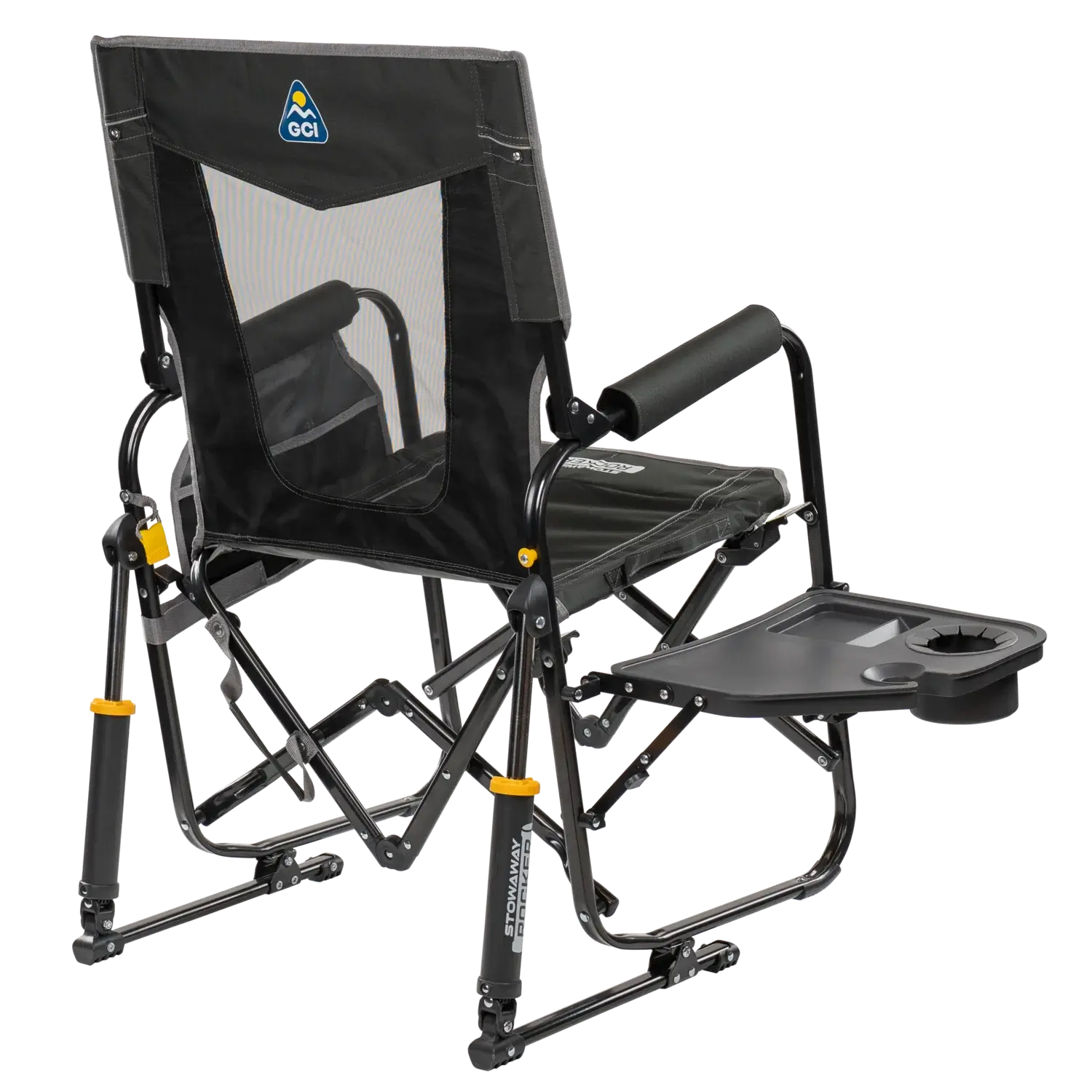 Premium All-Weather Stowaway Rocker with Side Table - Choice 253 - RoadTrip Rocker Smooth Motion Camp Chair Detail