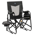 Premium All-Weather Stowaway Rocker with Side Table - Choice 253 - RoadTrip Rocker Smooth Motion Camp Chair - Dark Charcoal