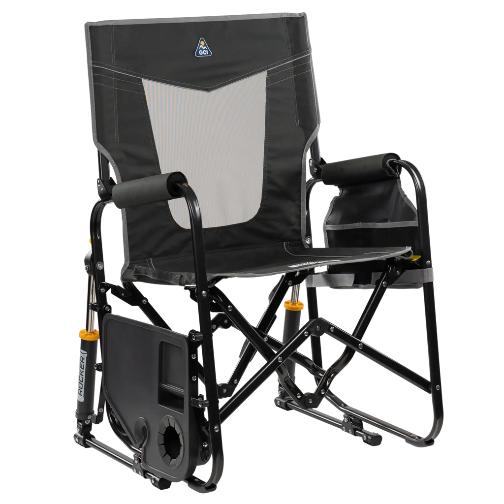 Premium All-Weather Stowaway Rocker with Side Table - Choice 253 - RoadTrip Rocker Smooth Motion Camp Chair Detail