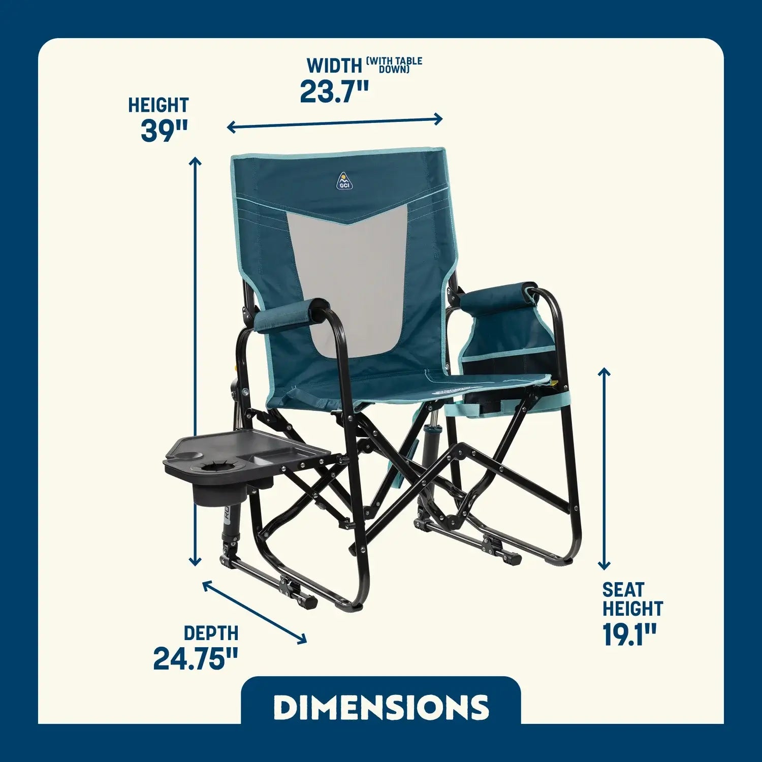 Premium All-Weather Stowaway Rocker with Side Table - Choice 253 - RoadTrip Rocker Smooth Motion Camp Chair Detail