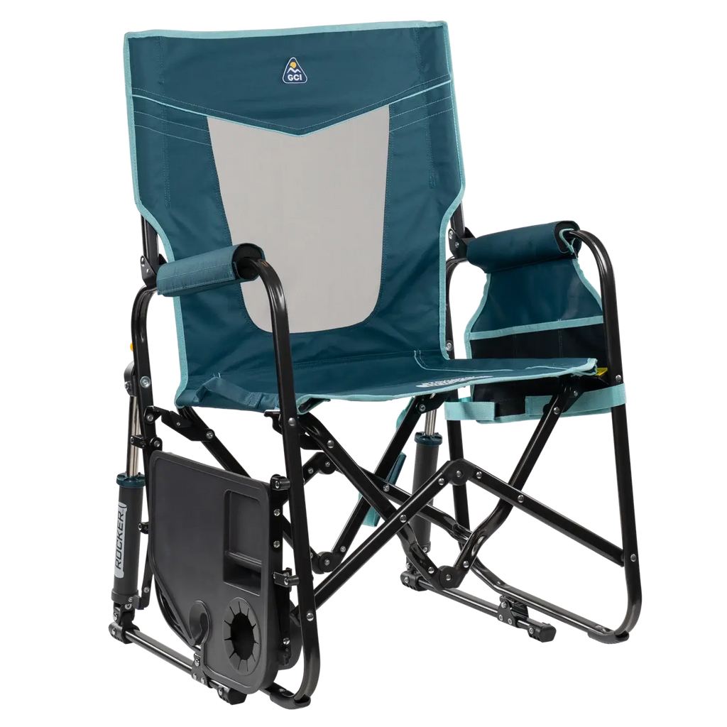 Premium All-Weather Stowaway Rocker with Side Table - Choice 253 - RoadTrip Rocker Smooth Motion Camp Chair Detail