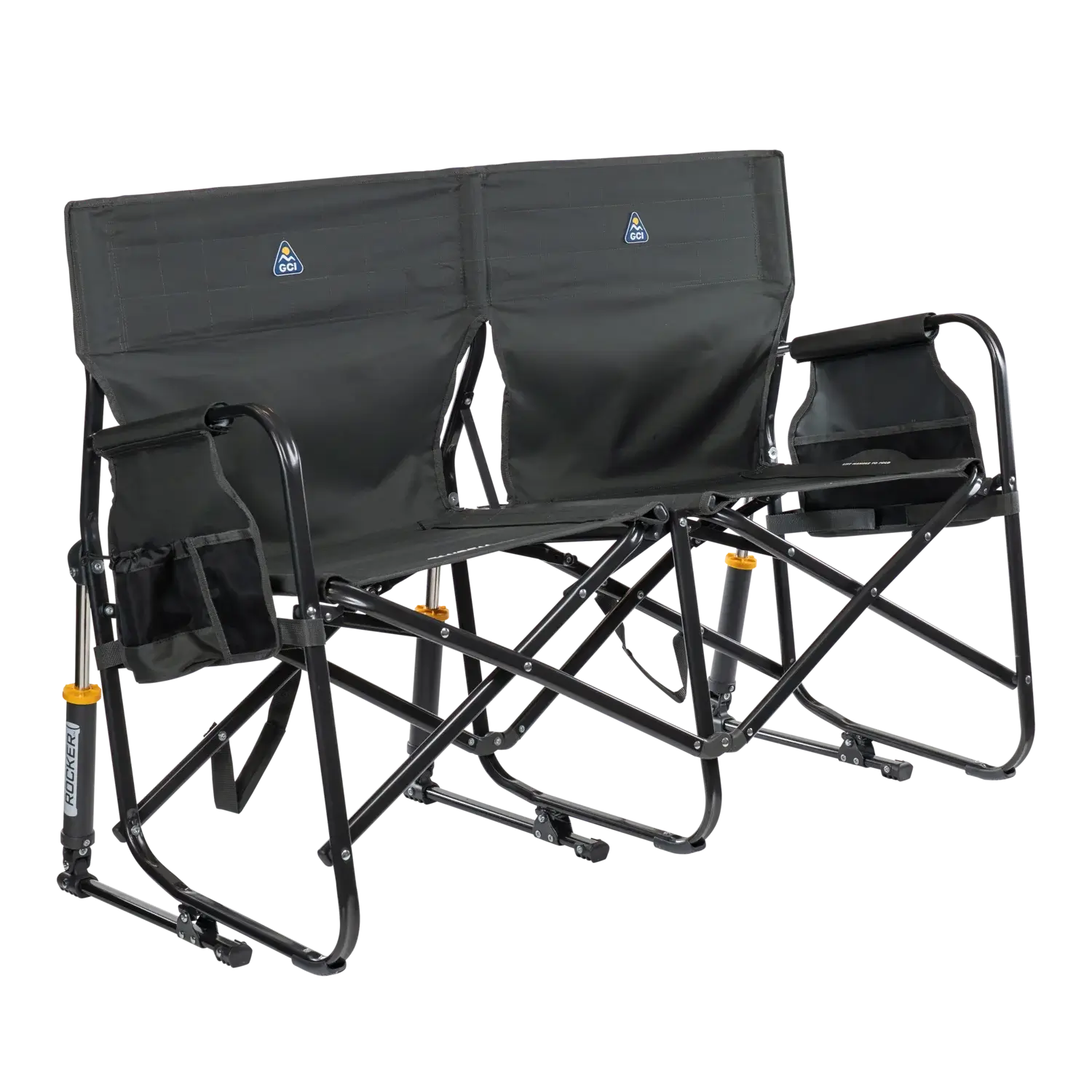 Patented Spring-Action Tandem Rocker - Choice 227 - Patented Spring-Action Rocking Chair for Camping - Dark Charcoal